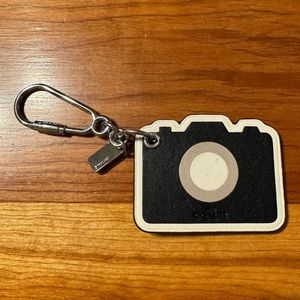 Coach Black White Leather Camera Bag Charm